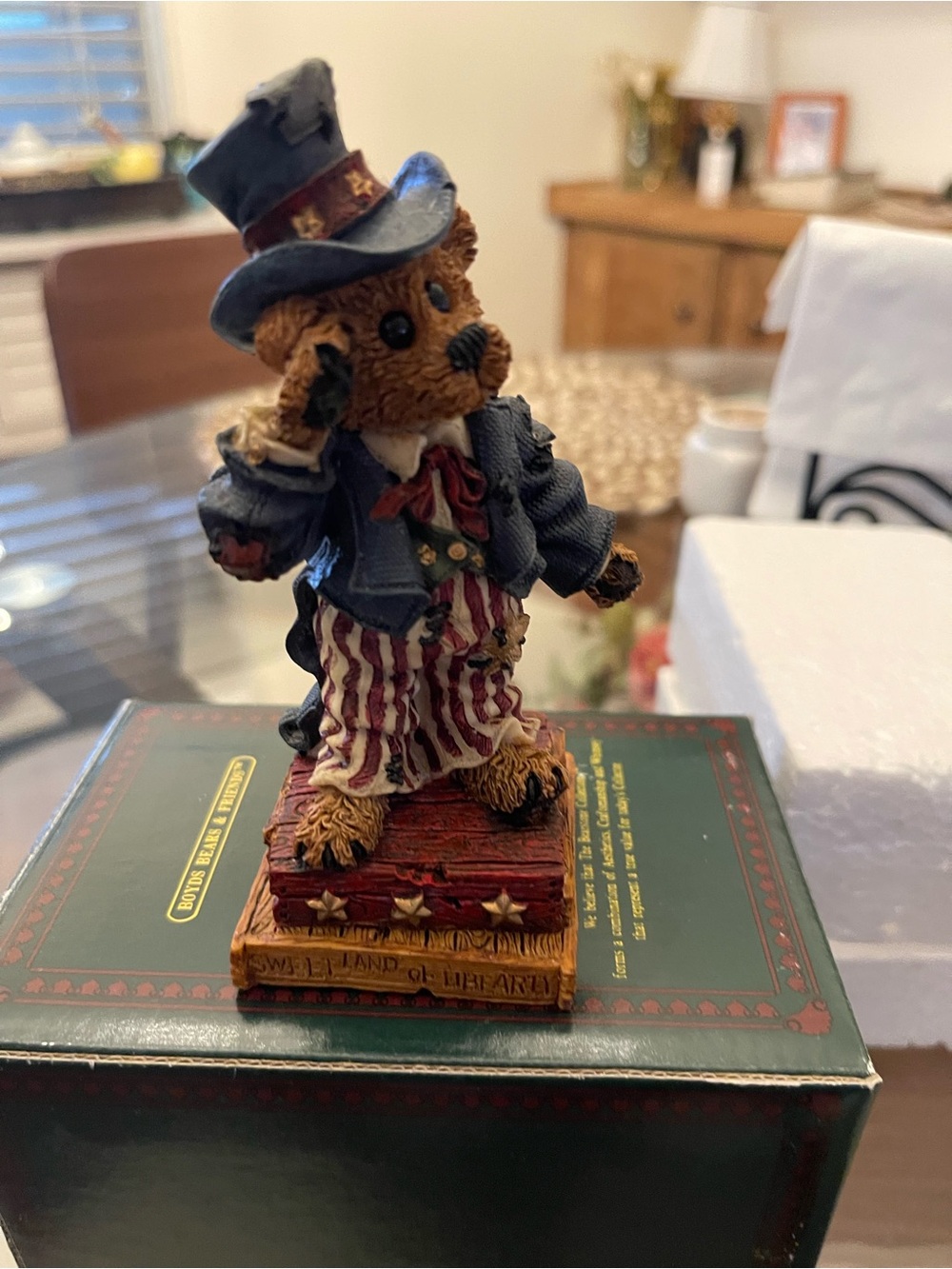 Boyds Bears Navy Blue & Red Patriotic Bear Figurine uncle Elliot